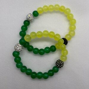 Green and Yellow Beaded Bracelet Set